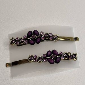Fashion Jewelry Gold and Purple Floral Hair Accessories
